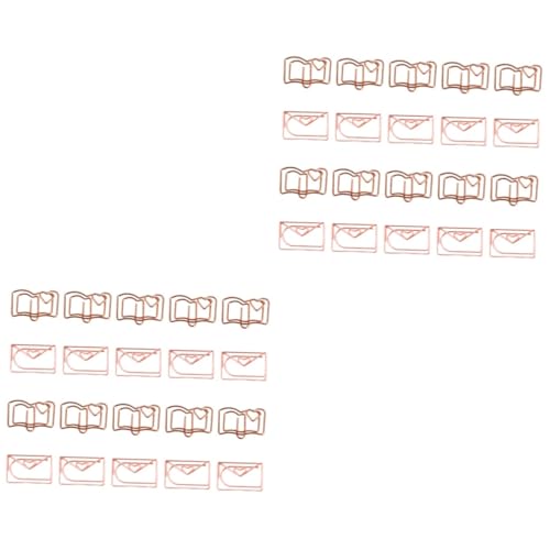 SHINEOFI 2 Sätze Geformte Büroklammer Briefordner Pastellordner Clips Büroartikel Büromaterial Büroklammern Dokumentieren Dekorative Büroklammern Rostfreier Stahl Rose Gold 20 Stück * 2 von SHINEOFI