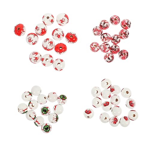 SHINEOFI 2 Sätze Halloween-holzperlen Halloween-requisite Halloween Perlen Schmuck Bausätze Lustig Dekorationen Ästhetisch Party Kreis Perlen Maske Trendy Kostüm 80 Stück * 2 von SHINEOFI