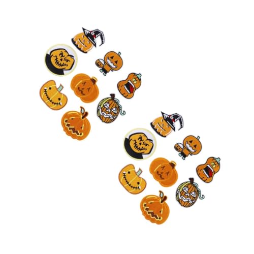 SHINEOFI 2 Sätze Halloween-kürbis-patch-aufkleber Dekorativ Benutzerdefinierte Patches Halloween Mitgebsel Halloween Oblaten Halloween-patches Gestickter Aufnäher Mit Kürbis 8 Stücke * 2 von SHINEOFI