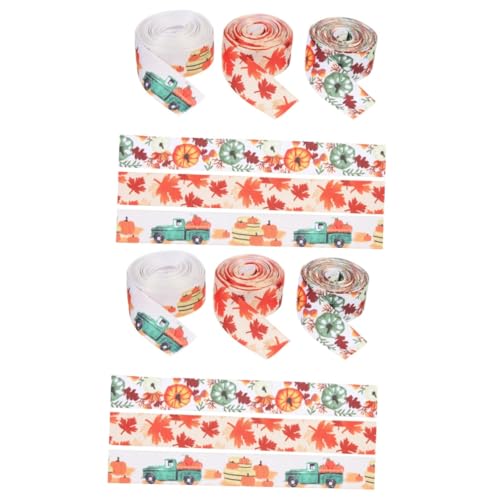 SHINEOFI 2 Sätze Herbst-ernte-thema-bänder Schleife Für Danksagung Dekoration Farbig Herbstbänder Herbsternte Dekoratives Band Thanksgiving-bänder Band Masse Polyester 3 Rollen * 2 von SHINEOFI