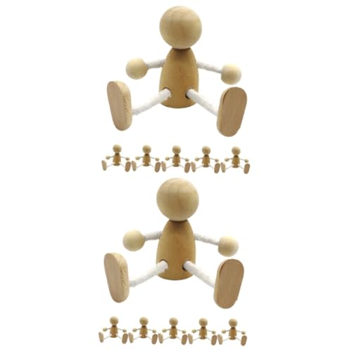SHINEOFI 2 Sätze Holzfiguren Zum Ausmalen Puppen Peg Unvollendet Für Dekorative Puppen Holzornament Schreibtischdekoration DIY Puppe Tischdekoration DIY Holzhandwerk 6 Stücke * 2 von SHINEOFI