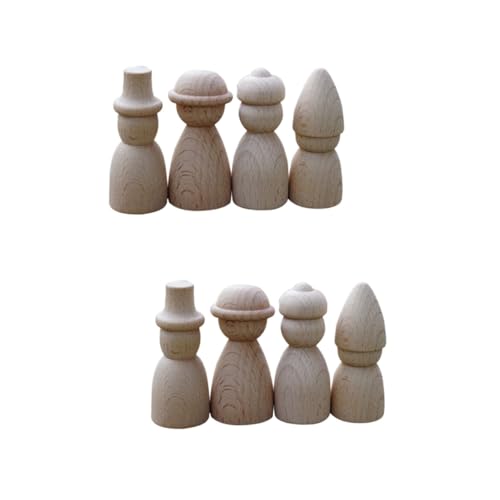 SHINEOFI 2 Sätze Holzspielzeug Dekoring Weihnachten Diy-puppen Weihnacjtsdeko Familienfiguren Selber Malen Peg-puppenkörper Hölzerne Peg -leute Unfertige Puppen Aus Holz 4 Stück * 2 von SHINEOFI