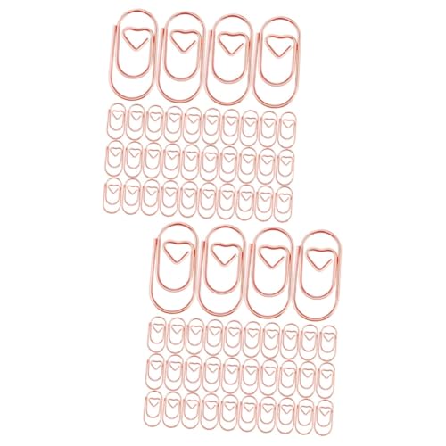 SHINEOFI 2 Sätze Lesezeichen Klammer Büroartikel Metallclips Büroklammern Klein Dokumentclips Mini Herz Büroklammern Süße Büroklammern Draht Aus Kohlenstoffstahl Rose Gold 200 Stück * 2 von SHINEOFI