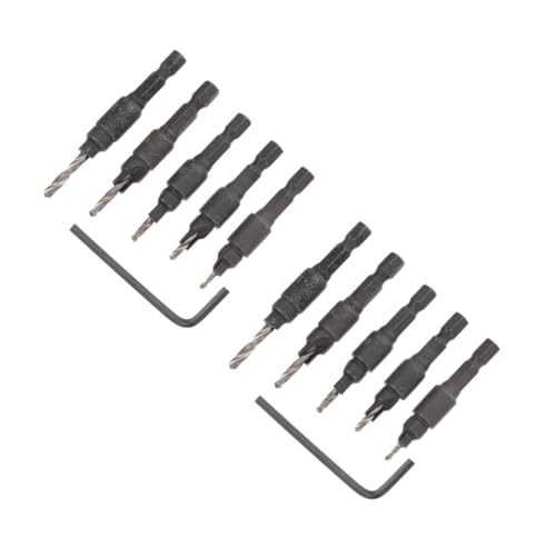 SHINEOFI 2 Sätze Lochsäge Bit Bohrer Schlüssel Holzbearbeitung Für Lochöffner Holzarbeiter Werkzeug Lochschneider Hochgeschwindigkeitsstahl Schwarz 6 Stück * 2 von SHINEOFI