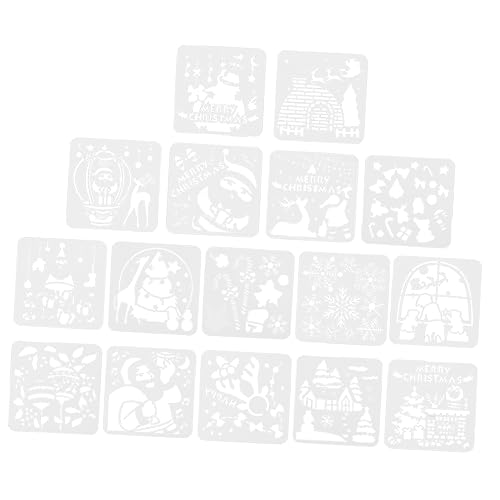 SHINEOFI 2 Sätze Malvorlage Weihnachtsmalerei Vorlagen Zeichnungsvorlage Zeichenvorlagen Für Weihnachtszeichnungsschablonen Weihnachtsmalschablonen Plastik 16 Blätter * 2 von SHINEOFI