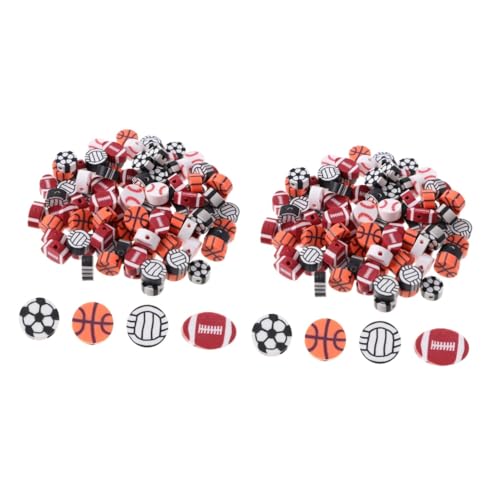 SHINEOFI 2 Sätze Ohrringe Diy Charms Perlen Für Sportbälle Goldbuchstaben Perlen Kugelperlen Für Die Schmuckherstellung Winzige Perlen Sportperlen Tennisperlen Polymer-ton 300 Stück * 2 von SHINEOFI