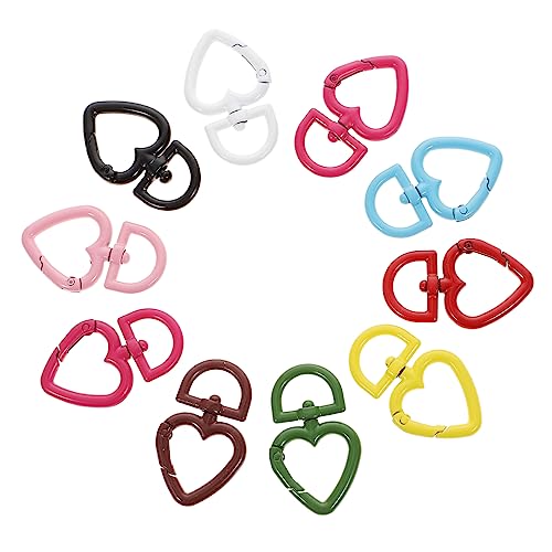 SHINEOFI 2 Sätze Pfirsichfarbene Herzfederschnalle Schließe Schlüsselanhänger Schlüsselbundclip Hummerschere Schnappen Schließungen Etiketten Clips Reiz Schmuck Zinklegierung 10 Stück * 2 von SHINEOFI