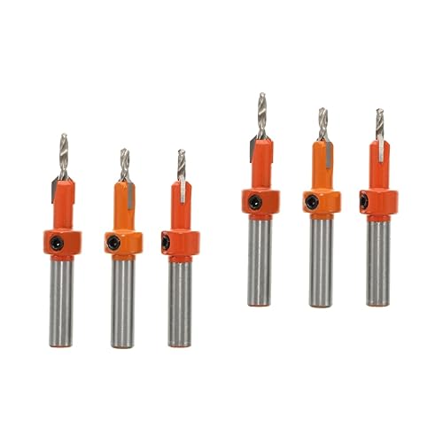 SHINEOFI 2 Sätze Senkbohrer Versenken Granit Loch Gegenversinken Holzbearbeitung Kernbohrer Bohren Mittelschlag Spiralbohrer Fasenbohrwerkzeug Hochgeschwindigkeitsstahl Orange 3 Stück * 2 von SHINEOFI