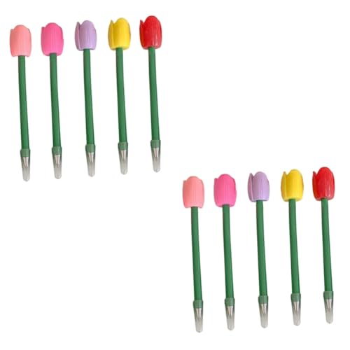 SHINEOFI 2 Sätze Simulierter Tulpenstift Ästhetisch Zeichenstifte Für Das Büro Blumen Kugelschreiber Tragbare Tintenstifte Simulierte Blumenstifte Blumen-tintenstift Plastik 5 Stück * 2 von SHINEOFI