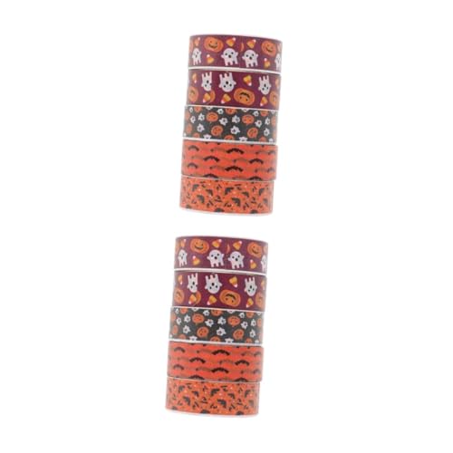 SHINEOFI 2 Sätze Taschenband Geschenkband Halloween Halloween-dekoration Halloween Dekoband Papier Buntes Klebeband Szene Aufkleber Dekoratives Wickelband Scrapbook-dekorband 5 Rollen * 2 von SHINEOFI