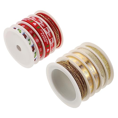 SHINEOFI 2 Sätze Weihnachtliches Dekorationsband Set Teiliges Set mit Bunten Satinbändern für DIY Verpackungen Geschenkverpackungen und Festliche Anlässe Rot Gold für Weihnachten von SHINEOFI