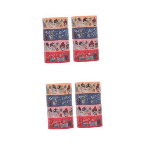 SHINEOFI 2 Sätze Weihnachts Washi Tape Weihnachtsaufkleber Cartoon Aufkleber Weihnachtsdekoration Weihnachtsband Scrapbook Klebebänder Schreibwarenaufkleber Dekoratives 8 Rollen * 2 von SHINEOFI