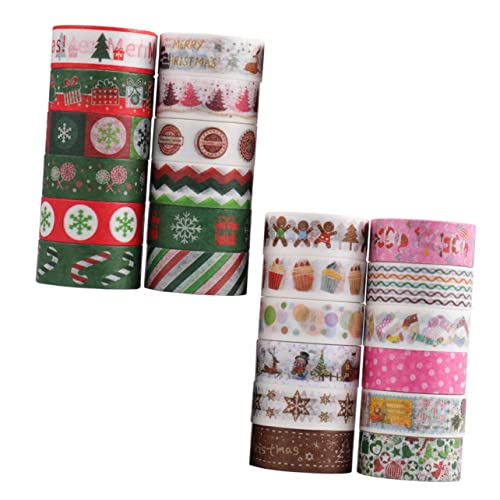 SHINEOFI 2 Sätze Weihnachts-washi-tape Weihnachts Washi Tape Diy Klebeband Für Weihnachten Klebebänder Für Weihnachtskarten Stichworte Journalbänder Diy-bänder Papier 24 Rollen * 2 von SHINEOFI