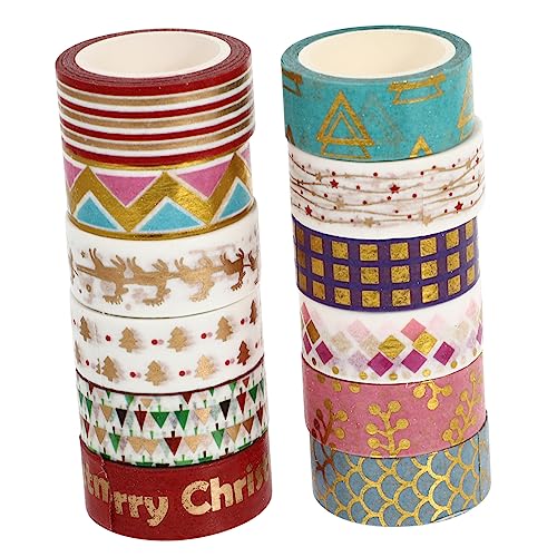 SHINEOFI 2 Sätze Weihnachtsband Dekorationen Urlaub Sammelalbum Klebeband Weihnachtsbastelband The Washi Tape Christmas Ribbon Geschenkbänder Klebebänder Japanisches Papier 12 Stück * 2 von SHINEOFI