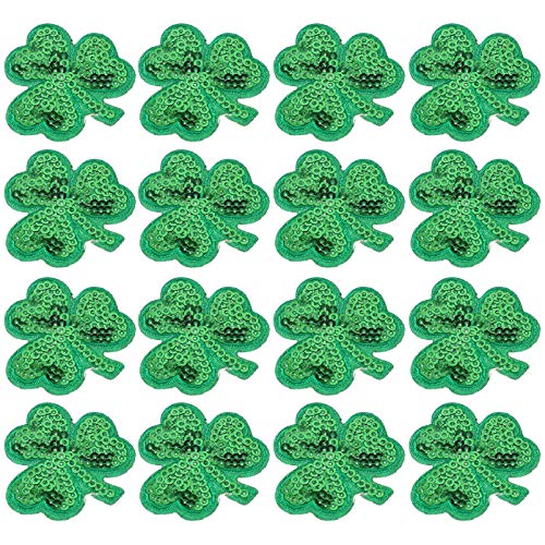SHINEOFI 2 Sätze à 20 Stk Klee Patch St. Aufnäher Für Kleidung Zum Patrick's Day Kleidung Reparieren Pailletten-kleidung Applikationsflicken Aufnähen Gestickt Schmelzklebefolie Eisenbleche von SHINEOFI