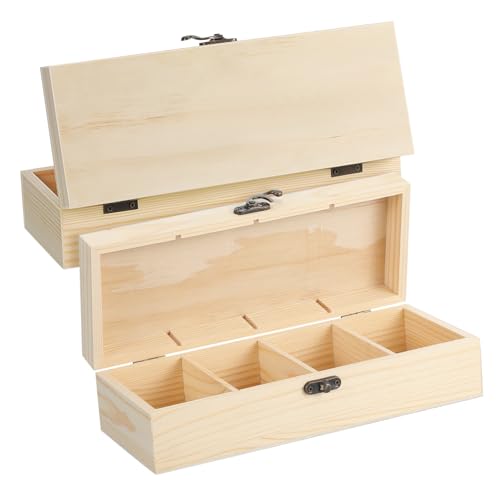 SHINEOFI 2 Stück Aufbewahrungs-organizer Aus Holz – Halteretui Aus Holz Für Kleiner Päckchen – Sammelbehälter Mit 4 Fächern Für Andenken von SHINEOFI