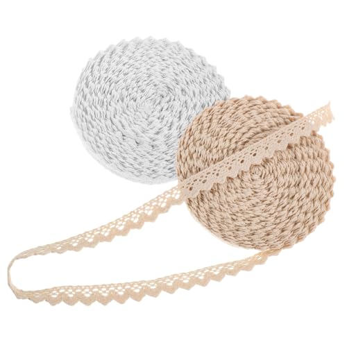SHINEOFI 2 Stück Baumwoll spitzenband Breit Retro Häkelspitze Weich Atmungsaktiv für Braut Hochzeit Dekoration DIY Nähen Basteln Geschenkverpackung von SHINEOFI