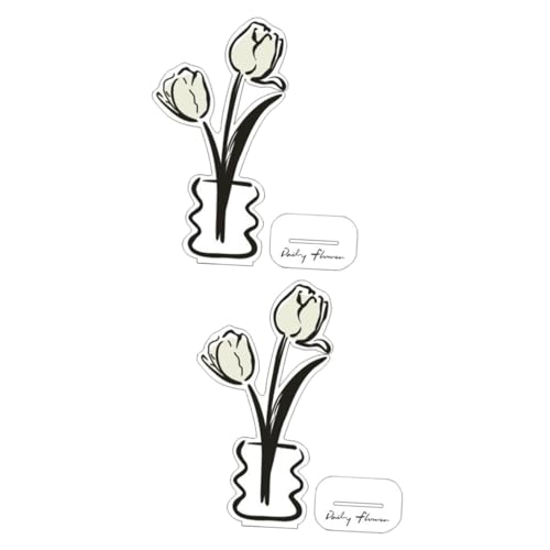 SHINEOFI 2 Stück Blumen-notizhalter Rack Ausstellen Gestell Notizblockhalter Inhaber Stand Mini-staffelei Memo -displayhalter Fotohalter Für Tafelaufsätze Bildhalter Memo -clip Acryl von SHINEOFI