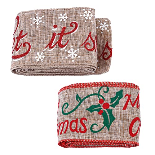 SHINEOFI 2 Stück Diy-bänder Weihnachtsbänder Band Verpackung Für Schleife Geschenkbänder Weihnachten Diy Bänder Leinen- von SHINEOFI