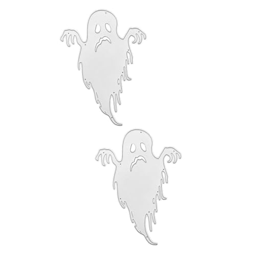 SHINEOFI 2 Stück Halloween Geistermesser Sterben Schablone Skelett Halloween- Etiketten Halloween -dekorationen Schneiden Stanzformen Prägung Stampfen Schnitte Kohlenstoffstahl Silver von SHINEOFI