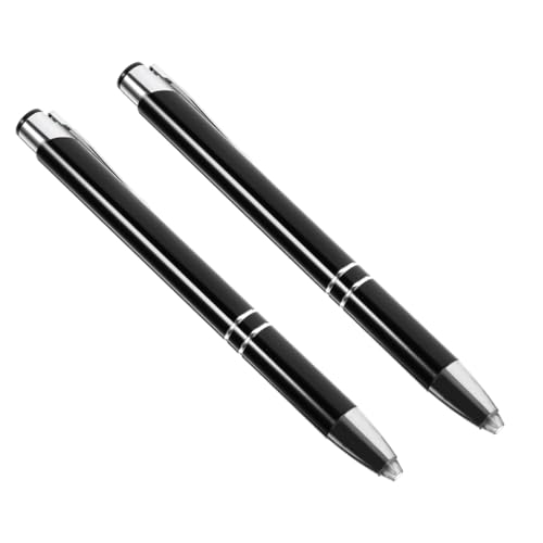 SHINEOFI 2 Stück Kugelschreiber aus Metall Signestifte Stifte mit beleuchteter Spitze tragbarer Schreibstift Wiederverwendbarer Schreibstift Stifte aus Metall Stifte drücken Schwarz von SHINEOFI