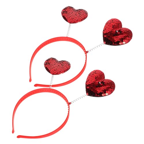 SHINEOFI 2 Stück Liebe Stirnband Valentinstag Stirnband Valentinstag Haarbänder Herz-stirnband Zum Valentinstag Valentinstag-cosplay-accessoires Valentinstag Kopfschmuck Rot Metall von SHINEOFI