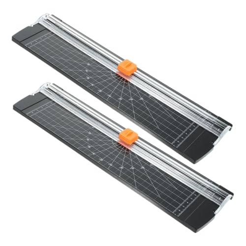 SHINEOFI 2 Stück Papierschneider mit Faltbarem Lineal Präziser Mini Papiertrimmer für Scrapbooking Karton Fotos Leichte Bedienung Sicherer Schutz für Schule und Büro von SHINEOFI