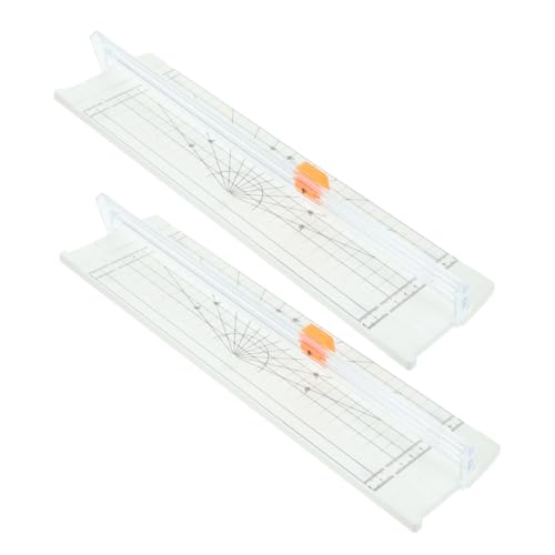 SHINEOFI 2 Stück Papierschneider mit Scharfem Klingenblatt Klappbarem Sicherheitsdesign und Tragbar Präziser Schneide Lineal für Scrapbooking Bürobedarf Diy Bastelarbeiten Fotos Karten Weiß von SHINEOFI