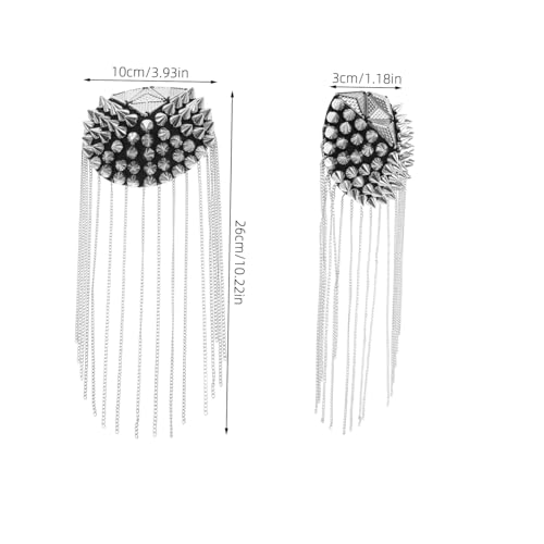 SHINEOFI 2 Stück Punk Quasten Schulter Epaulette Vintage Metall Abzeichen mit Nieten DIY Damen Schulterklappen für Bühne Kostüm Hochzeit und Party Langlebige Schmuckapplikation von SHINEOFI