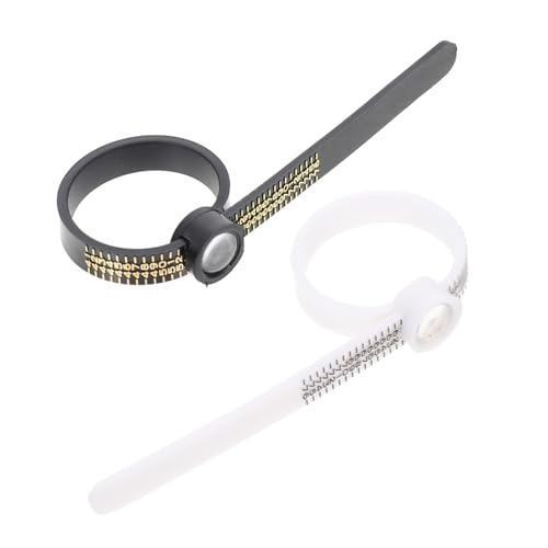 SHINEOFI 2 Stück Ringmaßband mit Lupe Ringgrößenmesser Flexibles Fingermaßband für Präzise Ringgrößenbestimmung Heimgebrauch Schmuckgeschäft in und dunkler Farbe 2 Stück von SHINEOFI