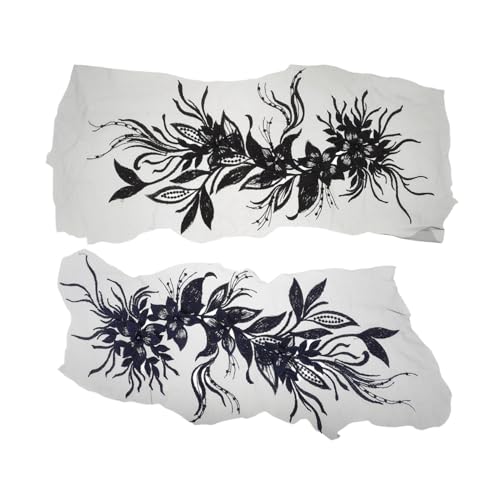 SHINEOFI 2 Stück Spitzenabziehbilder Blumengestickte Spitzenapplikation Stickereispitze Blumenapplikation Spitzenstickerei Applikationen Blumenpaillettenpaillettenpatz Nylongarn von SHINEOFI