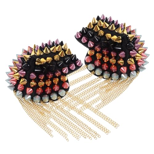 SHINEOFI 2 Stück Teiliges Buntes Schulterepaulettenset mit Punk Nieten und Quasten DIY Schulterabzeichen für Kostüme Langlebige Schulterklappen mit Auffälligem Design für Bühne Hochzeit SHINEOFI 2 Stück Teiliges Buntes Schulterepaulettenset mit Punk Nieten und Quasten DIY Schulterabzeichen für Kostüme Langlebige Schulterklappen mit Auffälligem Design für Bühne Hochzeit von SHINEOFI