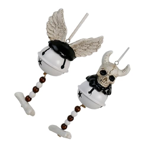 SHINEOFI 2 Stück Teiliges Halloween Windspiel Langlebige Resin Dämonen Windglocken mit Detaillierten Horror Designs Wetterfest für Garten Terrasse Veranda Gruselige Dekoration für Halloween von SHINEOFI