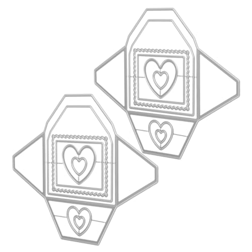 SHINEOFI 2 Stück Teiliges Herzumschlag Stanzformen aus Carbonstahl für Scrapbooking Hintergrundrahmen Präzise Schneidvorlagen für DIY Karten Alben Basteln Langlebig Scharf von SHINEOFI