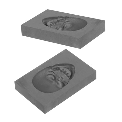 SHINEOFI 2 Stück Teiliges Schädelkopf Graphit Gussform Hitzebeständig Hochdicht für Präzises Gießen von Silber Kupfer Einzigartige Form für Schmuckherstellung und Kunstprojekte von SHINEOFI