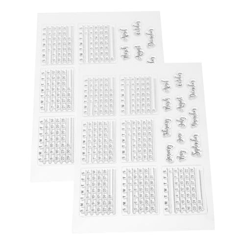 SHINEOFI 2 Stück Teiliges Set von Wiederverwendbaren Silikonstempeln für Kalender Transparente Stempel für Diy Kartenherstellung und Scrapbooking Einfach Anzuwenden mit Präziser von SHINEOFI