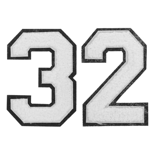 SHINEOFI 2 Stück Zahlen-Applikation-Aufnäher: Stickerei 2–3 Zahlen zum Aufbügeln für Kleidung, Hüte, Jeans, Socken, Baseball, Fußball, Zubehör von SHINEOFI