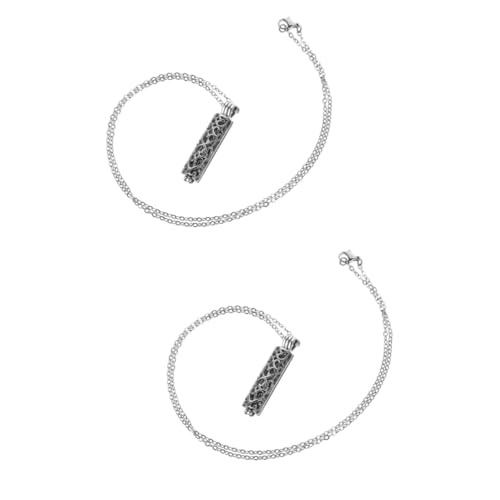 SHINEOFI 2 Stücke Halskette Glas Silber Andenken Urnen Für Menschliche Asche Einäscherung Schmuck Halskette Edelstahl Männer Urnen Halskette von SHINEOFI