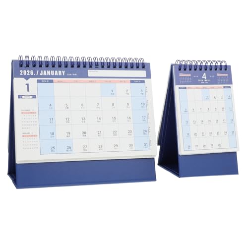 SHINEOFI 2 Teiliger Tischkalender 2026 Vintage Standkalender Mit Tagesplanung Desktop Flip Monatstisch Staffelei Planerbuch Für Büro Zuhause Schule Blau SHINEOFI 2 Teiliger Tischkalender 2026 Vintage Standkalender Mit Tagesplanung Desktop Flip Monatstisch Staffelei Planerbuch Für Büro Zuhause Schule Blau von SHINEOFI