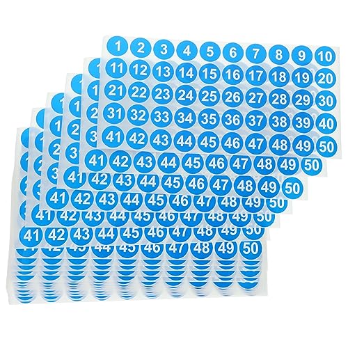 SHINEOFI 20 Blatt digitales Etikett Etiketten runden klein farbig groß nummern aufkleber zahlenaufkleber Aufkleber mit runder Zahl selbstklebende Nummernschilder Kupferplattenaufkleber Blue von SHINEOFI