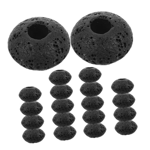 SHINEOFI 20 Stück Ätherische Ölperlen vulkanischer Gestein Öldiffusorperlen Lavastätten Basteln mit DIY-Perlen DIY Spacer Charms Perlen zur Schmuckherstellung Vulkangestein Schwarz von SHINEOFI