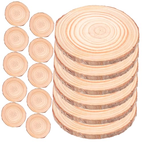 SHINEOFI 20 Stück Block Dekorative Stücke Baumstumpfdekor Mit Rinde Kleine Holzringe Holzrunden Unvollendeter Holzbasis Holzhandwerksringe Holzplatten Für Mittelstücke Hölzern von SHINEOFI