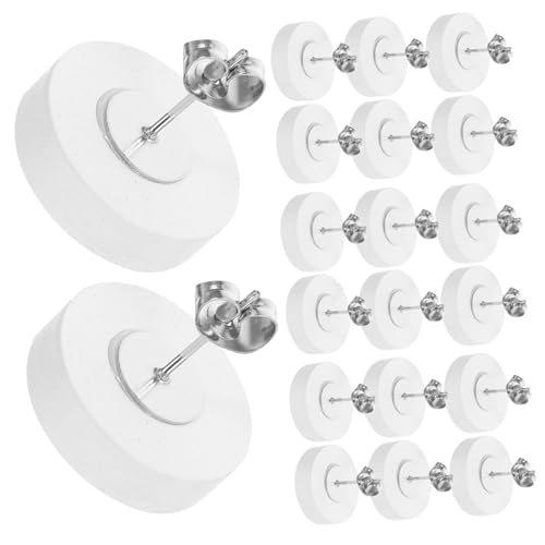 SHINEOFI 20 Stück Cabochon Halterungen Runde Holz Ohrstecker mit Rückstopper für Diy Schmuckherstellung Weiß Kreative Bastelideen von SHINEOFI