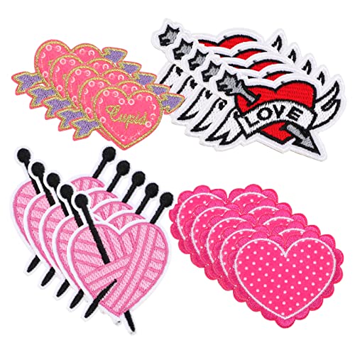 SHINEOFI 20 Stück Gestickte Stoff Aufkleber Gestickte Aufnäher Patch Flicken Für Bekleidung Süßer Fleck Gestickte Abzeichenapplikationen Flicken Für Kleidung Herz Dekorationen Polyester von SHINEOFI