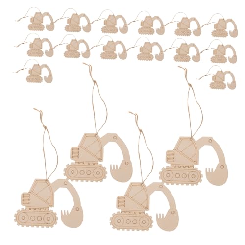 SHINEOFI 20 Stück Hackschnitzel vom Bagger Holzverzierungen für das Handwerk DIY -Holzchips Fahrzeugausschnitte aus Holz Schild aus Holz Holzausschnittscheiben hölzern Khaki von SHINEOFI