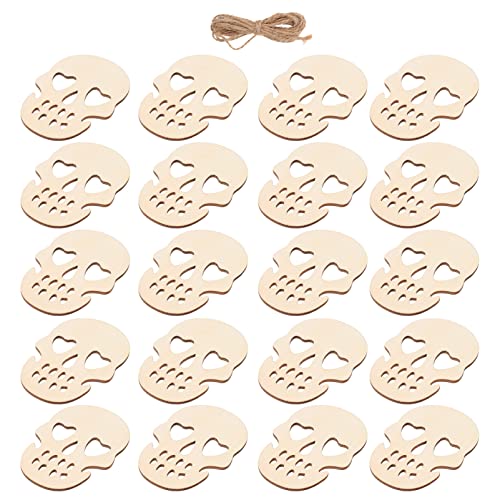 SHINEOFI 20 Stück Halloween Hängedeko Ornamente Aus Holz Party Anhänger Beige SHINEOFI 20 Stück Halloween Hängedeko Ornamente Aus Holz Party Anhänger Beige von SHINEOFI