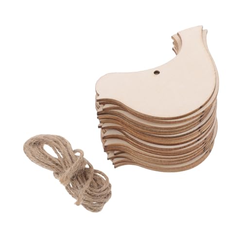 SHINEOFI 20 Stück Handwerksbedarf Hängende Vogelornamente Vogel-kunst-wanddekoration Hölzerne Vögel Beige Holz von SHINEOFI