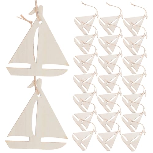 SHINEOFI 20 Stück Holz Segelboot Ausschnitte Unvollendete Holz Segelboot Form Dekoration Nautische Holzfarbe Basteln Für DIY Party Heimdekoration von SHINEOFI