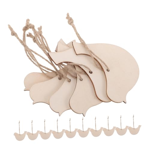 SHINEOFI 20 Stück Holzausschnitte DIY -Holzhandwerk holzschnitte zum bemalen hängende Vogelornamente Holzleerausschnitte unfertige Holzscheiben leere Holzornamente Holz-Tags Beige von SHINEOFI
