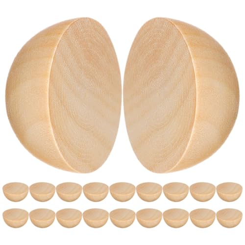 SHINEOFI 20 Stück Holzkugeldekoration Halbkugeln Aus Holz Zum Basteln Halbrunde Holzperlen Halbperlen Aus Holz Holzperlen Basteln Party Basteln Holzperlen Holzhandwerk Lotusbaum Beige von SHINEOFI